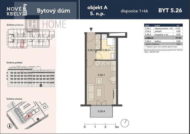Prodej bytu 1+kk, Praha - Kbely, 26 m2