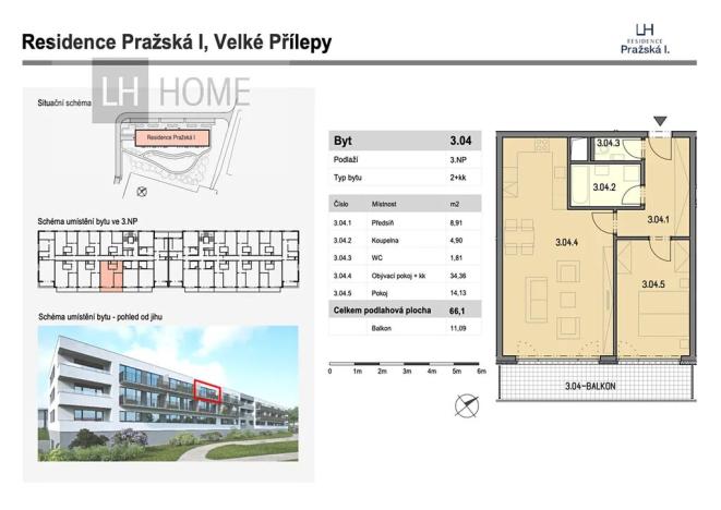 Prodej bytu 2+kk, Velké Přílepy, 60 m2