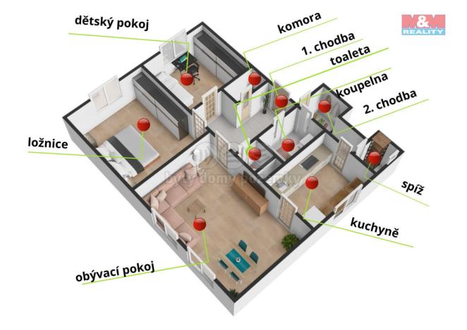 Prodej bytu 3+1, Stojčín, 76 m2