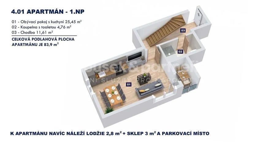 Prodej bytu 3+kk, Vrchlabí, Horská, 83 m2