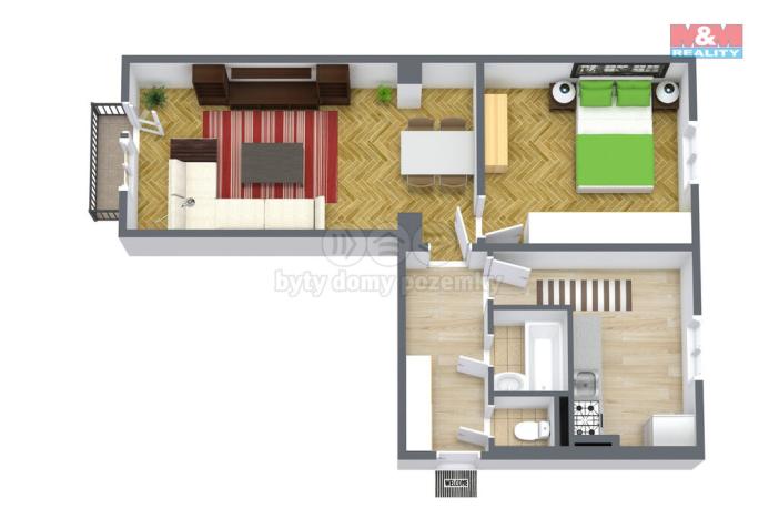 Prodej bytu 2+1, Bukovany, 51 m2