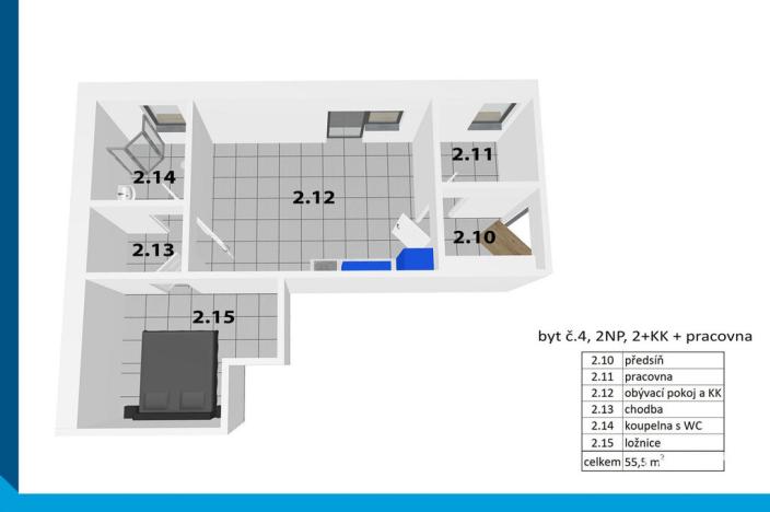 Pronájem bytu 2+1, Horoušany - Horoušánky, Hlavní, 55 m2