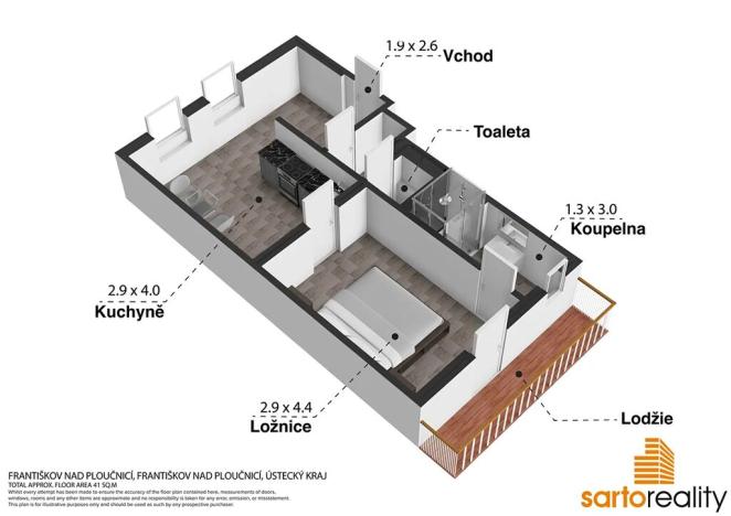 Pronájem bytu 2+kk, Františkov nad Ploučnicí, 41 m2