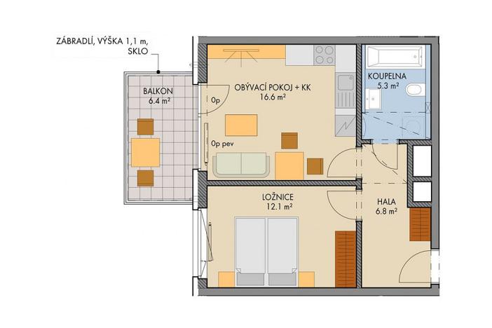 Prodej bytu 2+kk, Praha, Čakovická, 43 m2