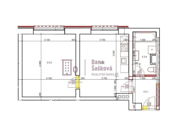 Pronájem bytu 2+kk, Jindřichův Hradec, sídliště Vajgar, 48 m2