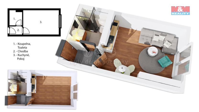 Prodej bytu 1+kk, Praha - Třebonice, U Zličína, 23 m2