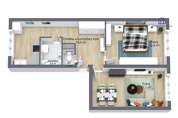 Prodej bytu 2+1, Chomutov, Borová, 62 m2