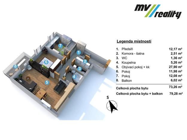 Prodej bytu 3+kk, Lysá nad Labem, Vichrova, 73 m2