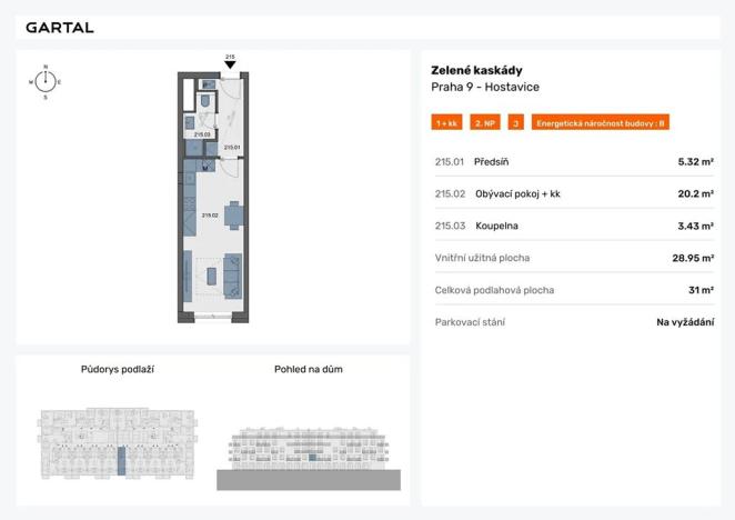 Prodej bytu 1+kk, Praha - Hostavice, Českobrodská, 31 m2