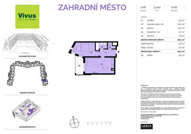 Prodej bytu 2+kk, Praha - Záběhlice, Želivecká, 54 m2