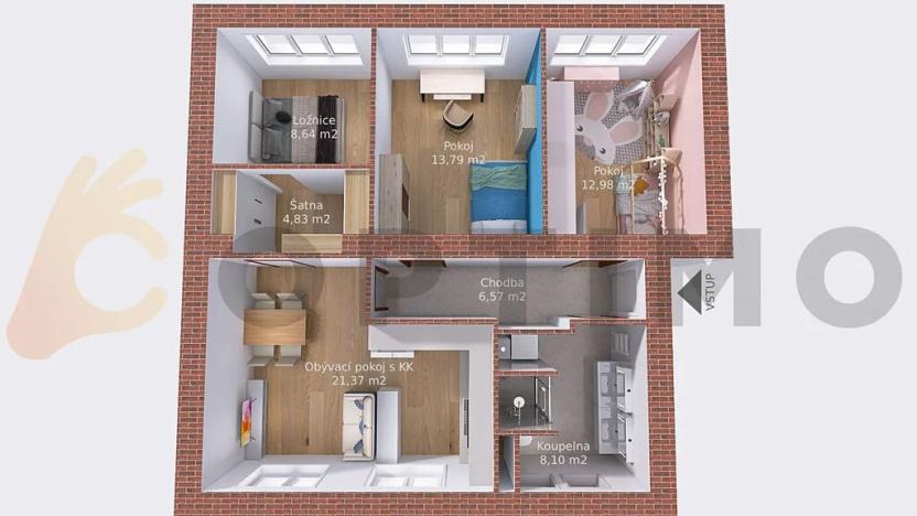 Prodej bytu 3+1, Praha - Letňany, Rokycanská, 77 m2