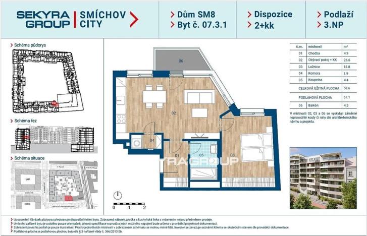 Prodej bytu 2+kk, Praha, Šiklové, 53 m2