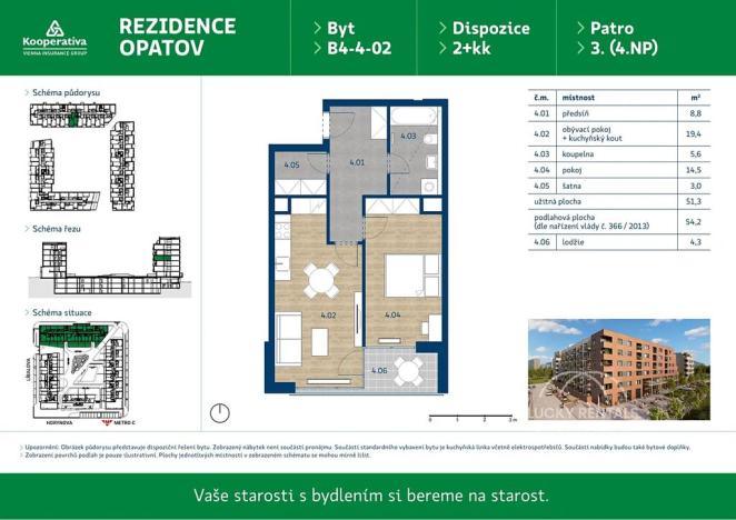 Pronájem bytu 2+kk, Praha - Chodov, Líbalova, 54 m2