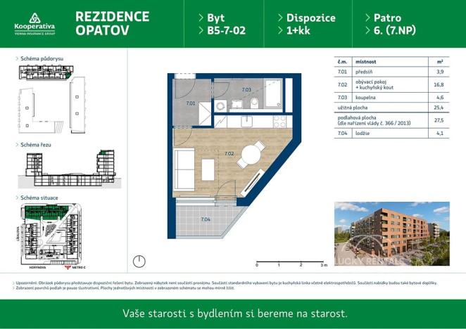 Pronájem bytu 1+kk, Praha - Chodov, Líbalova, 27 m2