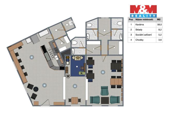 Pronájem restaurace, Praha - Nusle, Oldřichova, 79 m2