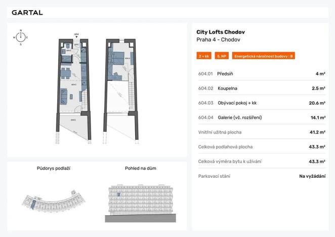 Prodej bytu 2+kk, Praha - Chodov, Valentova, 43 m2