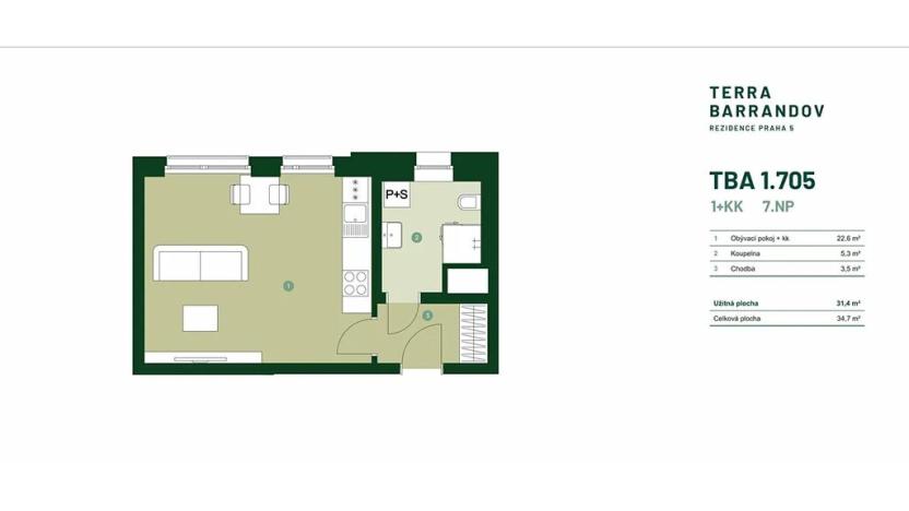Prodej bytu 1+kk, Praha - Hlubočepy, Silurská, 35 m2