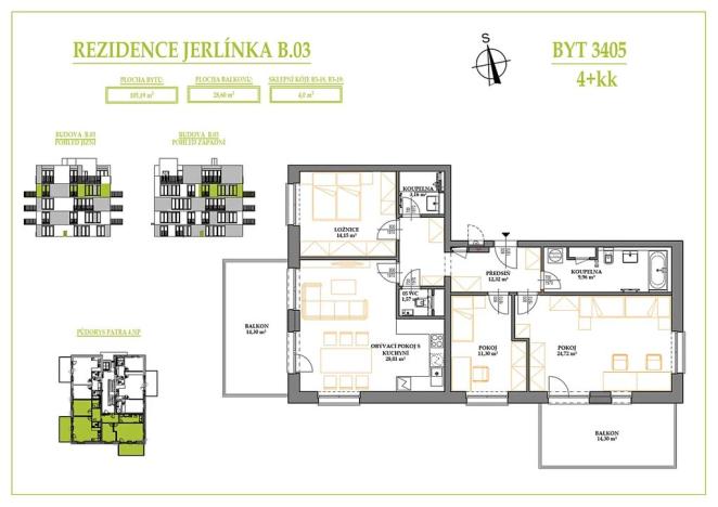 Prodej bytu 4+kk, Brno, Jerlínová, 105 m2