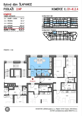 Prodej bytu 1+kk, Šlapanice, 30 m2