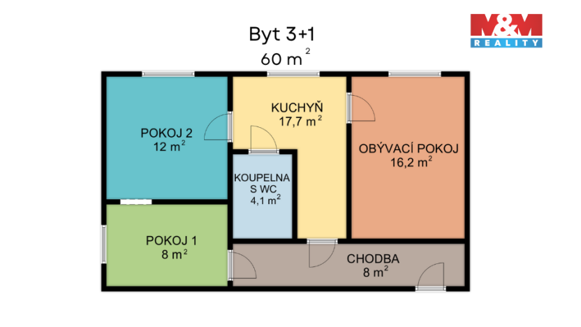 Prodej bytu 3+1, Červená Voda, 60 m2