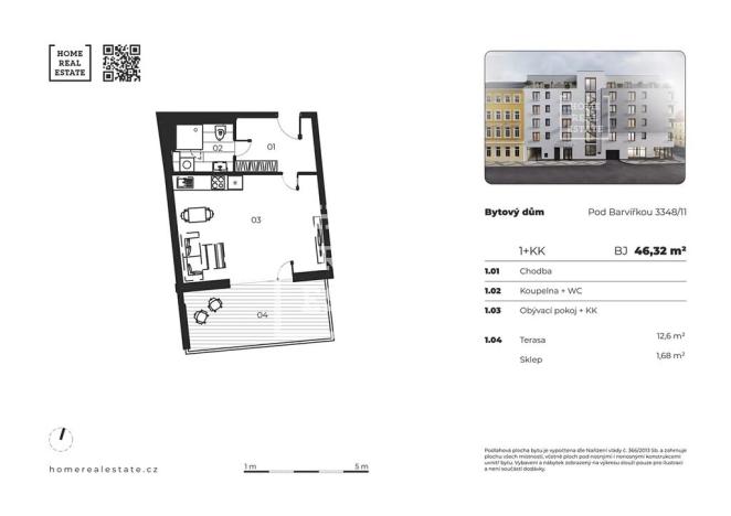 Prodej bytu 1+kk, Praha - Smíchov, Pod Barvířkou, 32 m2