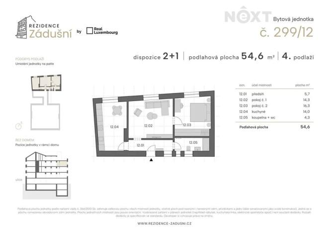 Prodej bytu 2+1, Kladno, Zádušní, 54 m2