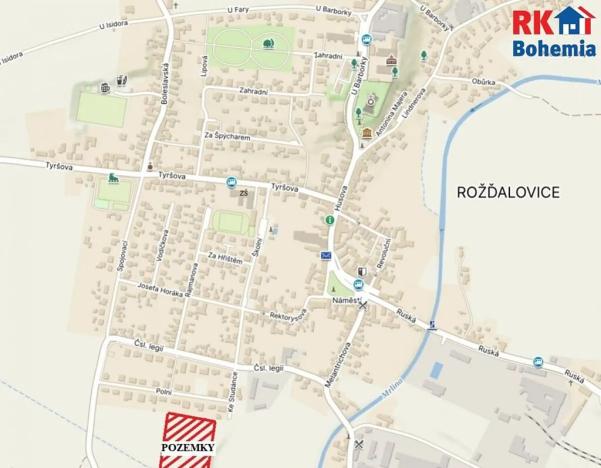 Prodej pozemku pro bydlení, Rožďalovice, Polní, 900 m2