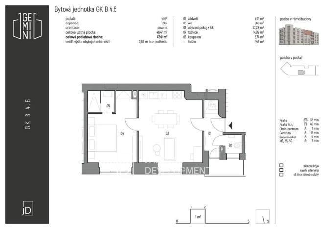Pronájem bytu 2+kk, Kolín, Zengrova, 50 m2