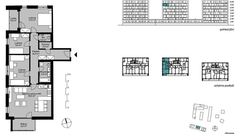 Prodej bytu 4+kk, Praha - Vysočany, Kaliberové, 98 m2