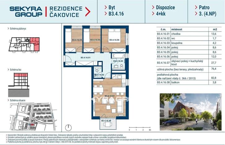 Prodej bytu 4+kk, Praha - Čakovice, Marie Podvalové, 76 m2