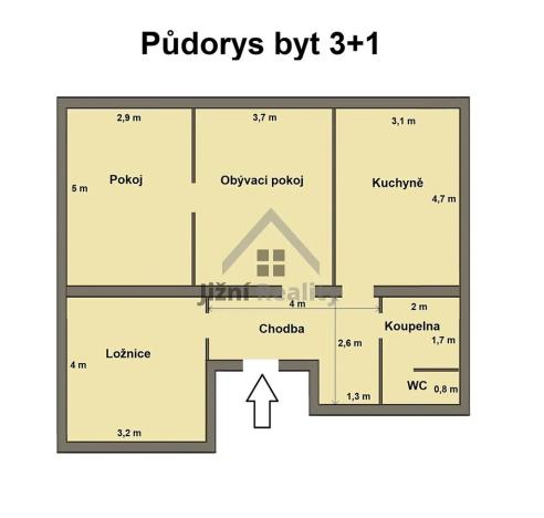 Prodej bytu 3+1, Mladá Vožice, Husovo náměstí, 80 m2
