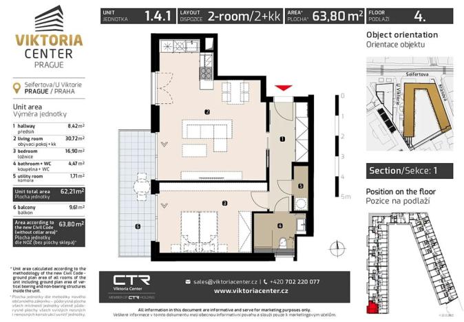 Prodej bytu 2+kk, Praha - Žižkov, Seifertova, 64 m2