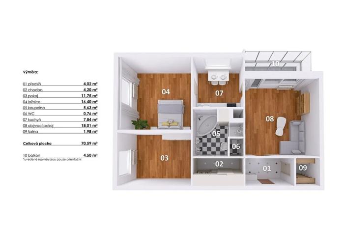 Prodej bytu 3+1, Praha - Hlubočepy, Pražského, 76 m2