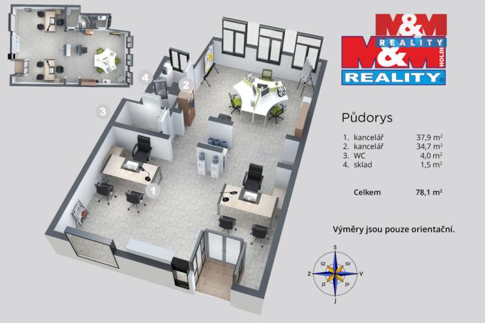 Prodej kanceláře, Děčín - Děčín IV-Podmokly, Palackého, 82 m2