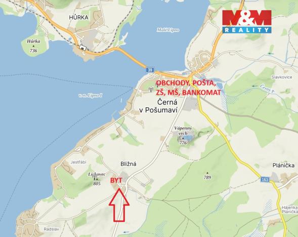 Prodej bytu 3+1, Černá v Pošumaví - Bližná, 88 m2