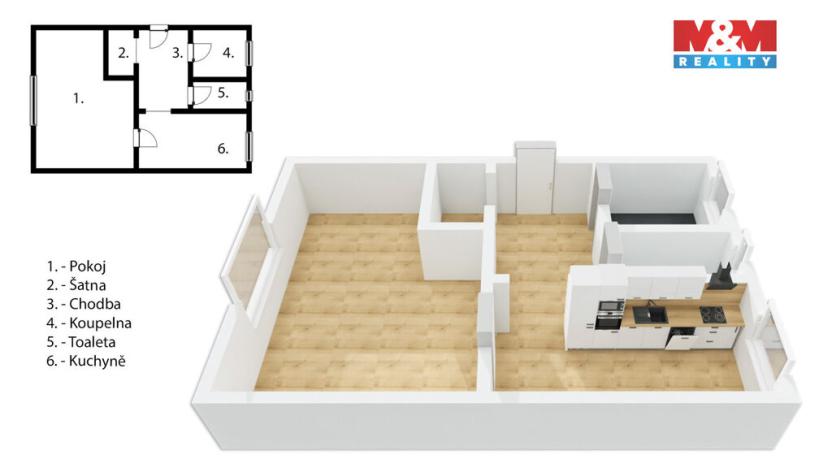 Prodej bytu 2+1, Strakonice - Strakonice I, Tržní, 59 m2