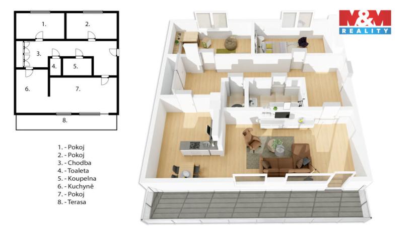 Prodej bytu 3+kk, Praha - Stodůlky, Janského, 80 m2
