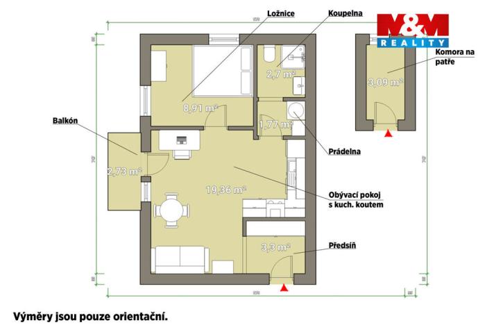 Pronájem bytu 2+kk, Zbůch, Brigádnická, 46 m2