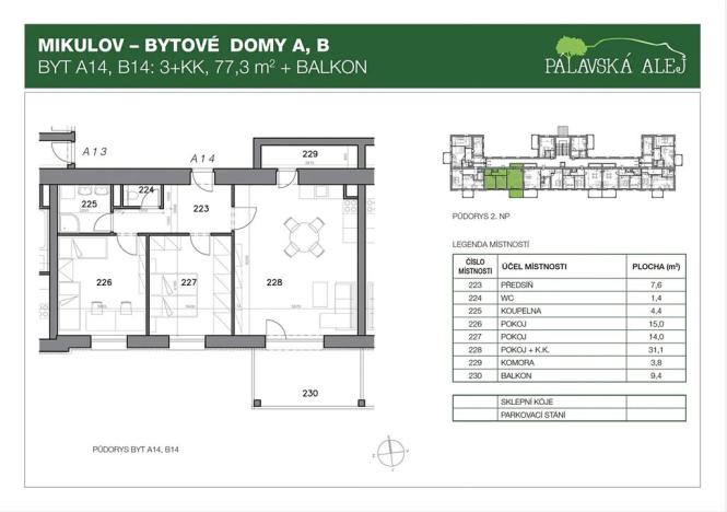 Prodej bytu 3+kk, Mikulov, Bezručova, 77 m2