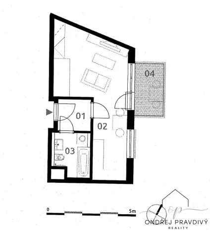 Pronájem bytu 1+kk, Praha - Modřany, Soukalova, 33 m2