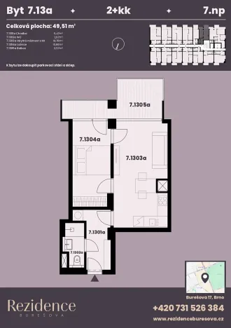 Prodej bytu 2+kk, Brno, Burešova, 50 m2