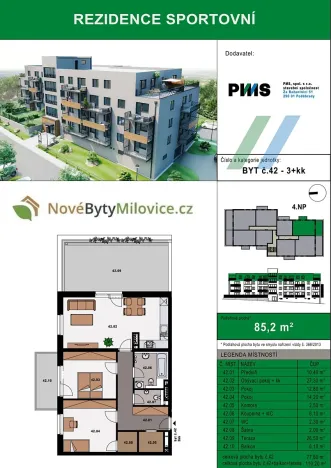 Prodej bytu 3+kk, Milovice, 110 m2