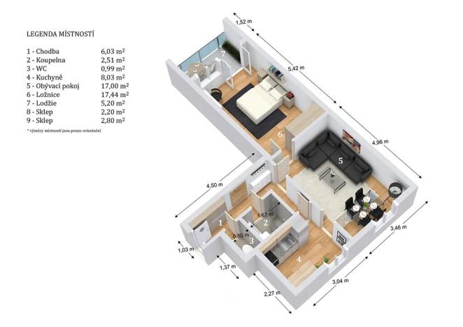 Pronájem bytu 2+1, Velké Opatovice, Jubilejní, 62 m2
