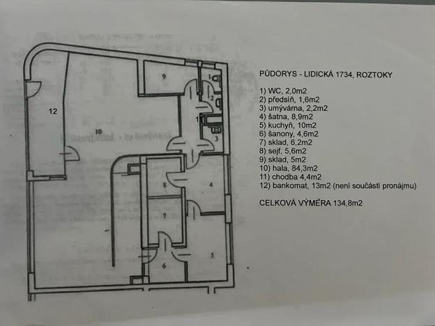 Pronájem kanceláře, Roztoky, Lidická, 140 m2