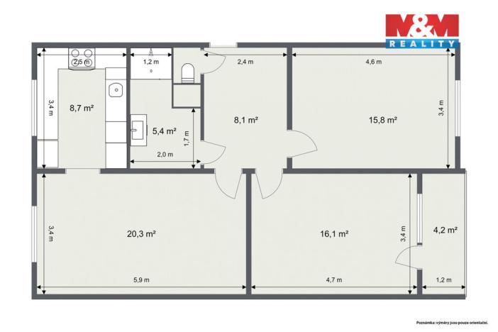 Prodej bytu 3+1, Horní Slavkov, Dlouhá, 74 m2