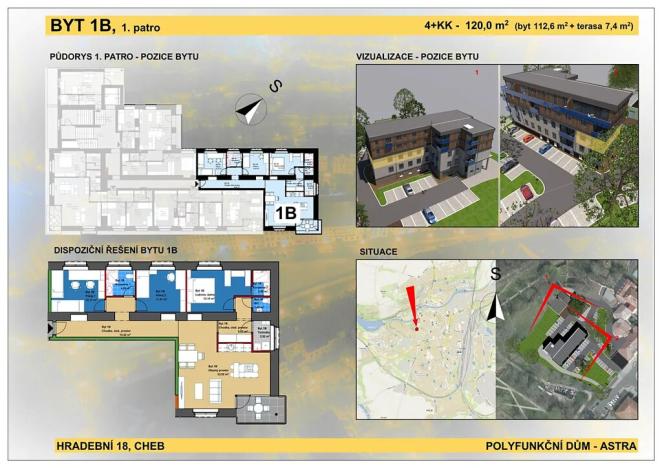 Prodej bytu 4+kk, Cheb, Hradební, 113 m2