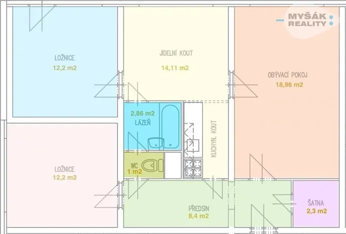 Pronájem bytu 3+1, Praha - Braník, Údolní, 78 m2