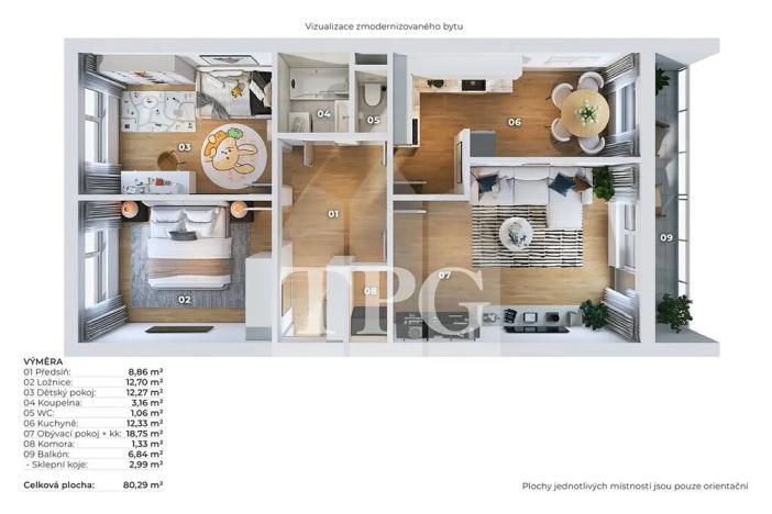 Prodej bytu 3+1, Praha - Černý Most, Vašátkova, 80 m2