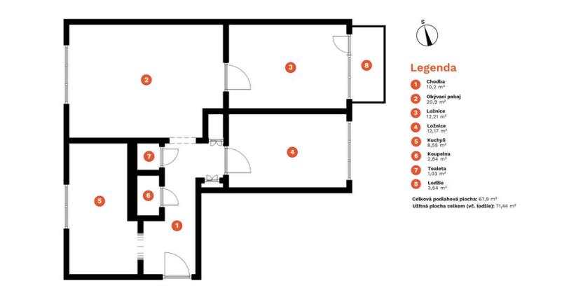 Prodej bytu 3+1, Olomouc - Nové Sady, Trnkova, 68 m2
