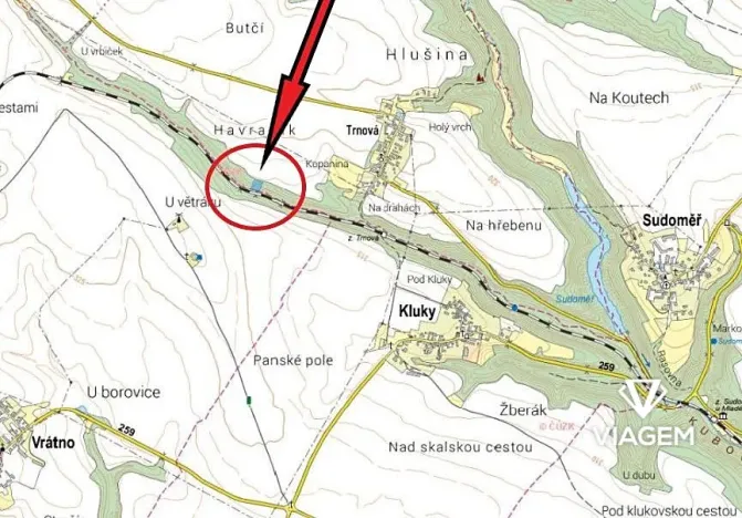 Prodej lesa, Katusice, 2456 m2